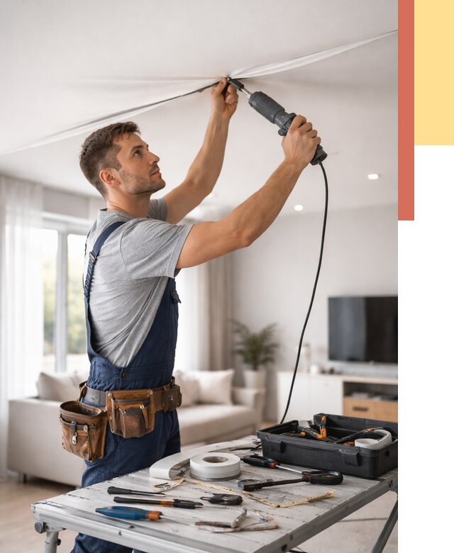 Ремонт натяжных потолков в Острогожске от 9909 руб. под ключ — ОТДЕЛОЧНИК-Стг