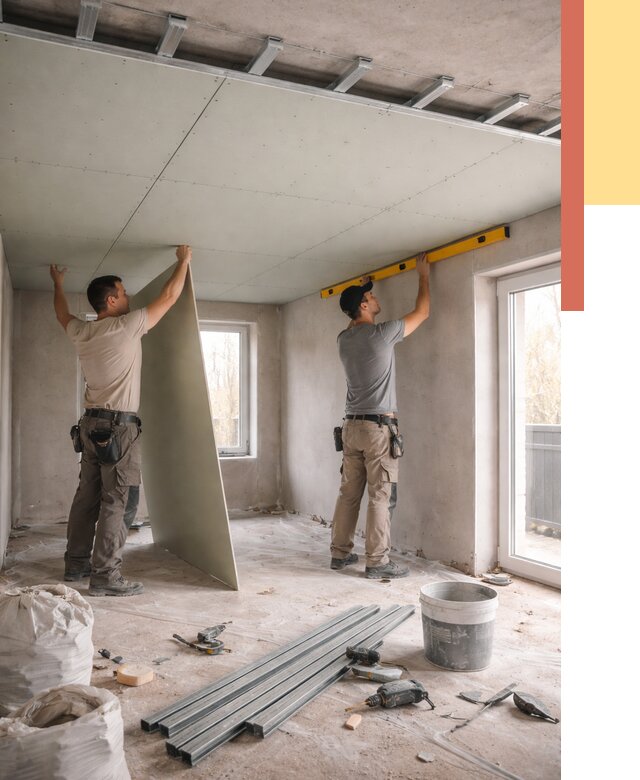 Одноуровневый потолок из гипсокартона в Острогожске от 782 руб. — монтаж под ключ | ОТДЕЛОЧНИК-Стг