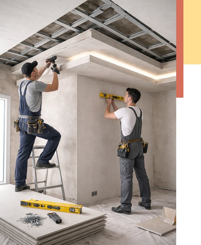 Двухуровневый потолок из гипсокартона в Острогожске от 1512 руб. под ключ | ОТДЕЛОЧНИК-Стг