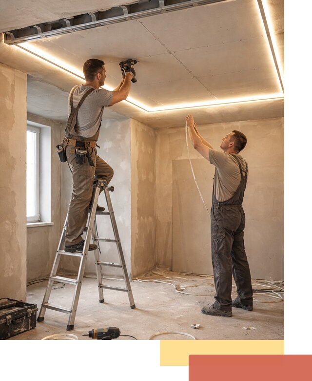 Потолок из гипсокартона с подсветкой в Острогожске