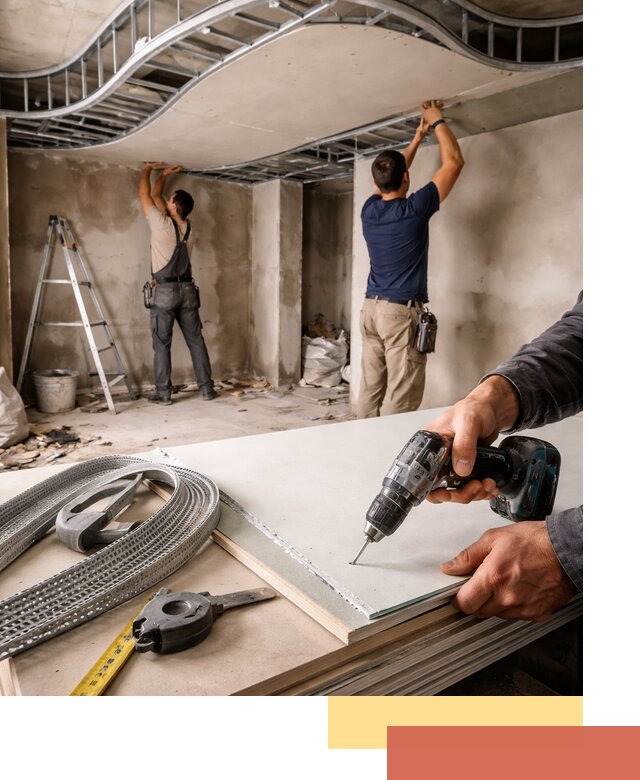 Криволинейный потолок из гипсокартона в Острогожске — монтаж и отделка