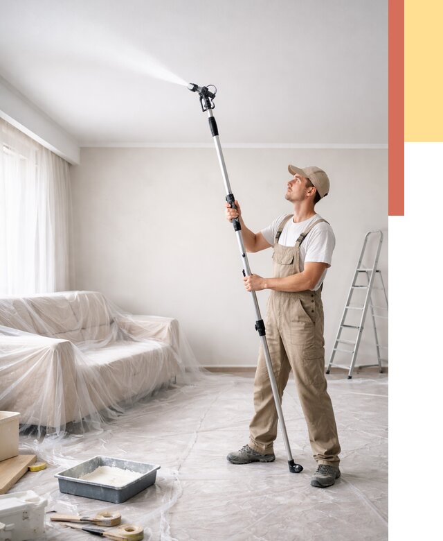 Покраска потолка краскопультом в Острогожске от 4694 руб. быстро и недорого | ОТДЕЛОЧНИК-Стг